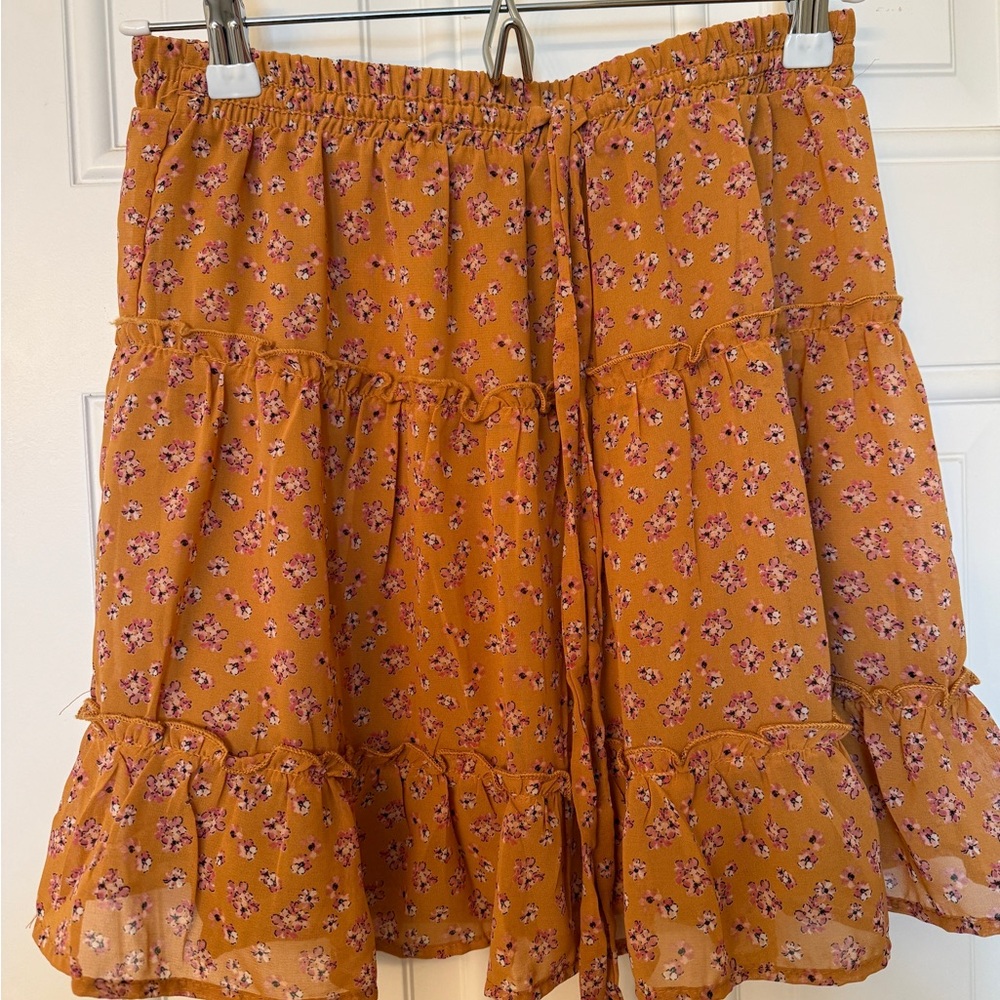 Sienna Sky Floral A-Line Skirt in Mustard